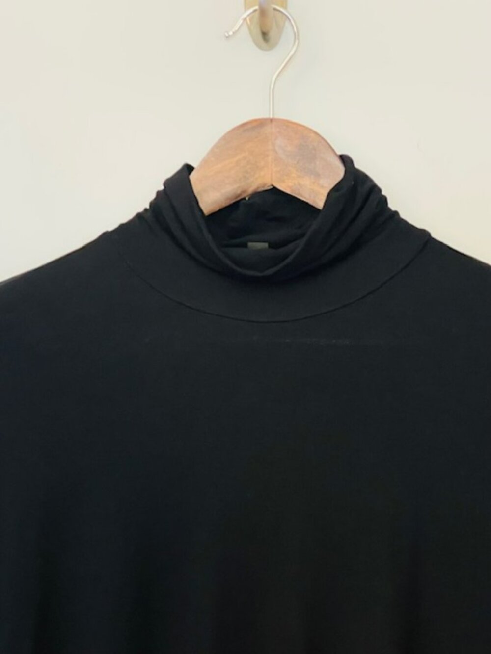 Eileen Fisher Relaxed Fit Viscose Jersey Turtleneck Tunic Black Medium - Picture 3 of 7